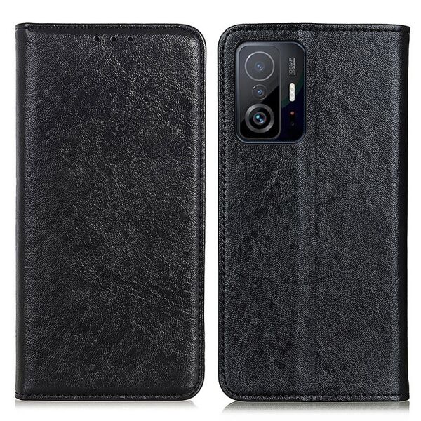 

Чехол книжка для Xiaomi 11T Pro боковой с отсеком для визиток со встроенными магнитами, Premium Case, Черный