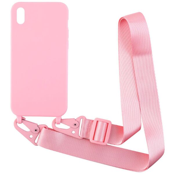 

Чехол Crossbody с длинным цветным ремешком для Apple iPhone XS Max (6.5") Розовый