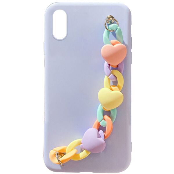 

Чехол Chained Heart c подвесной цепочкой для Apple iPhone X / XS (5.8") Lilac Blue