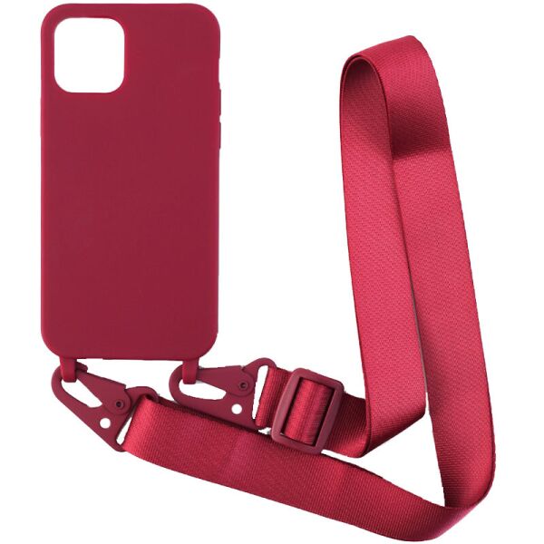 

Чехол Crossbody с длинным цветным ремешком для Apple iPhone 11 Pro Max (6.5") Бордовый