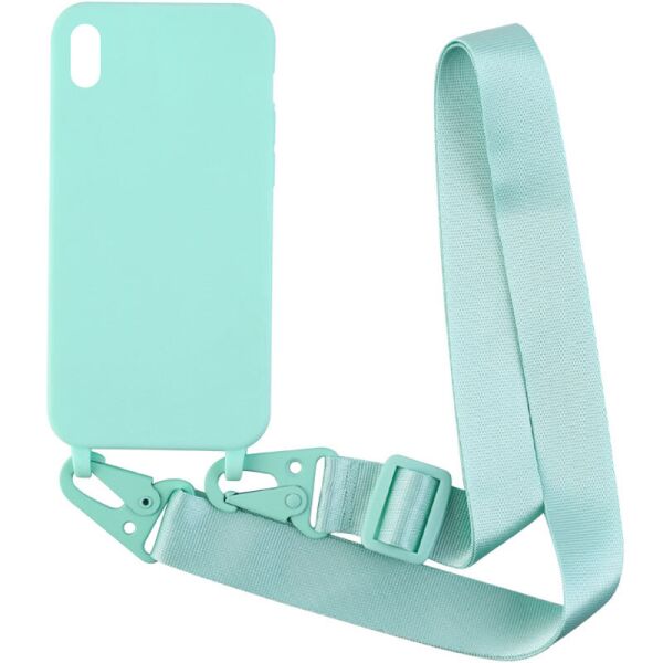 

Чехол Crossbody с длинным цветным ремешком для Apple iPhone XR (6.1") Бирюзовый