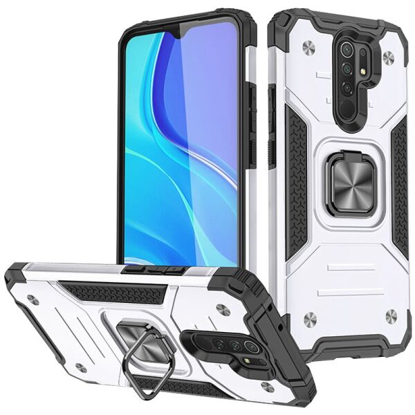

Ударопрочный чехол Union Ring for Magnet для Xiaomi Redmi 9 Серебряный