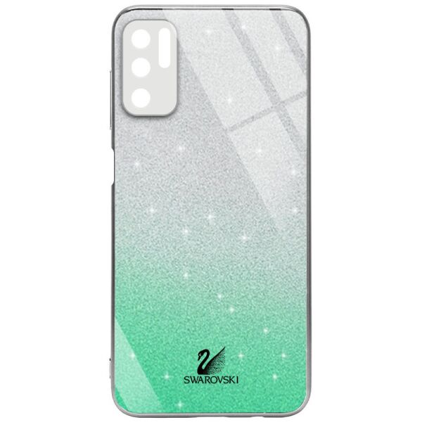 

TPU+Glass чехол Swarovski Full Camera для Xiaomi Redmi Note 10 5G / Poco M3 Pro Бирюзовый
