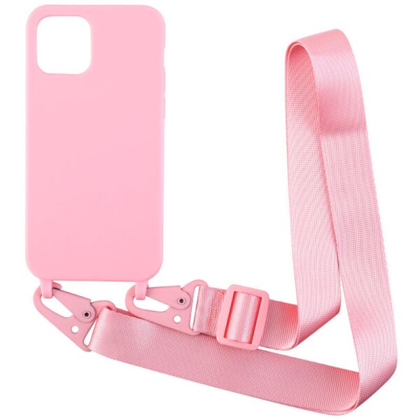 

Чехол Crossbody с длинным цветным ремешком для Apple iPhone 11 Pro (5.8") Розовый