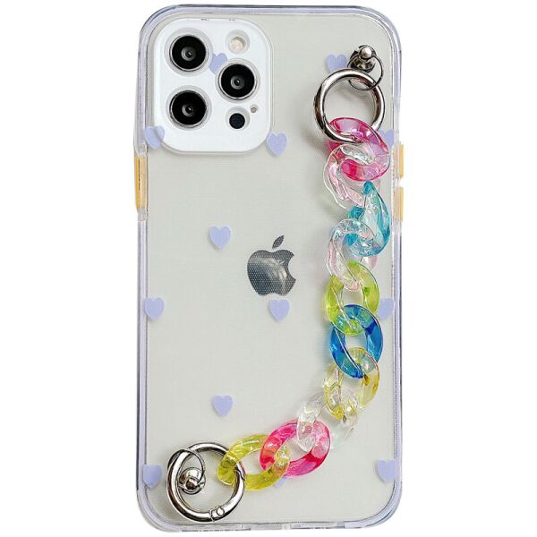 

TPU+PC чехол Colorspot с ремешком-цепью для Apple iPhone X / XS (5.8") Lilac hearts