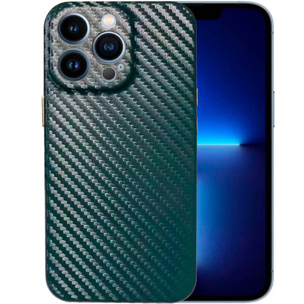 

Кожаный чехол Leather Case Carbon series для Apple iPhone 13 Pro Max (6.7") Зеленый