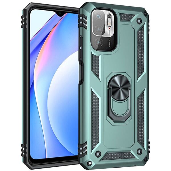 

Ударопрочный чехол Serge Ring for Magnet для Xiaomi Redmi Note 10 5G / Poco M3 Pro Зеленый