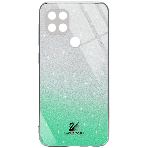 

TPU+Glass чехол Swarovski Full Camera для Oppo A15s / A15 Бирюзовый