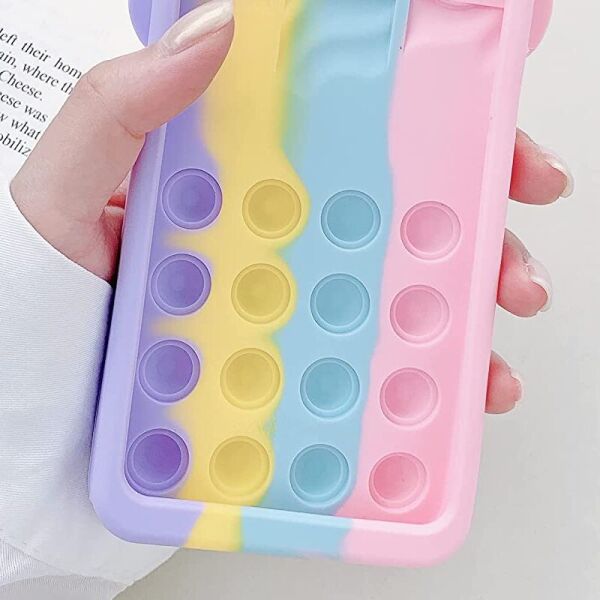 

Фигурный силиконовый 3D чехол-антистресс Pop it Bubble Unicorn для Apple iPhone 12 mini (5.4") Разноцветный
