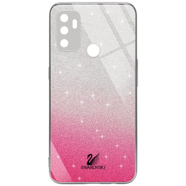 

TPU+Glass чехол Swarovski Full Camera для Oppo A53 / A32 / A33 Малиновый