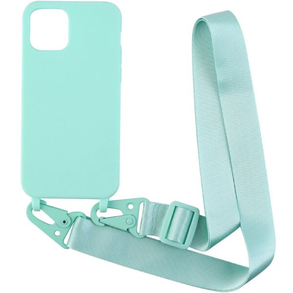 

Чехол Crossbody с длинным цветным ремешком для Apple iPhone 12 Pro Max (6.7") Бирюзовый