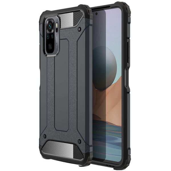 

Бронированный противоударный TPU+PC чехол Immortal для Xiaomi Redmi Note 10 / Note 10s Серый / Metal slate