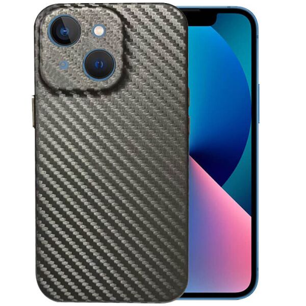 

Кожаный чехол Leather Case Carbon series для Apple iPhone 13 mini (5.4") Серый