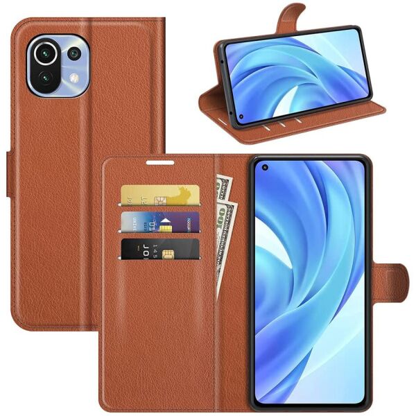 

Чехол-книжка Litchie Wallet для Xiaomi Mi 11 Lite Brown
