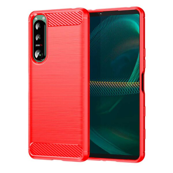 

Чехол Lenuo Carbon Fiber для Sony Xperia 5 III Red