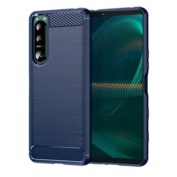 

Чехол Lenuo Carbon Fiber для Sony Xperia 5 III Navy Blue