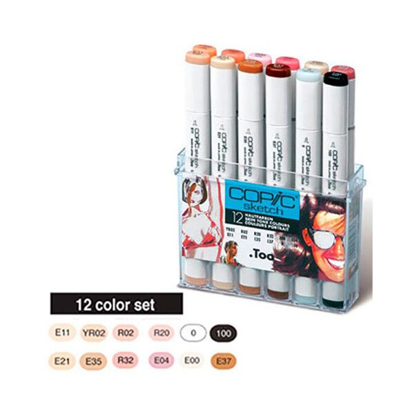 

Набор двухсторонних маркеров Copic Sketch Skin Tones 12 цветов (21075705)