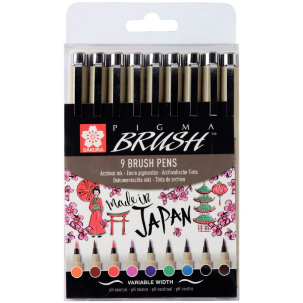 

Набор лайнеров Sakura Pigma Brush 9 цветов