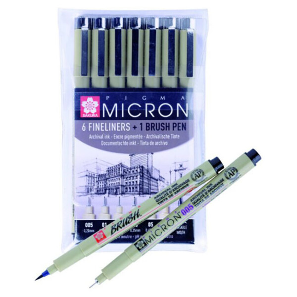 

Набор лайнеров Sakura Pigma Micron 6 шт + Pigma Brush (POXSDK7B)