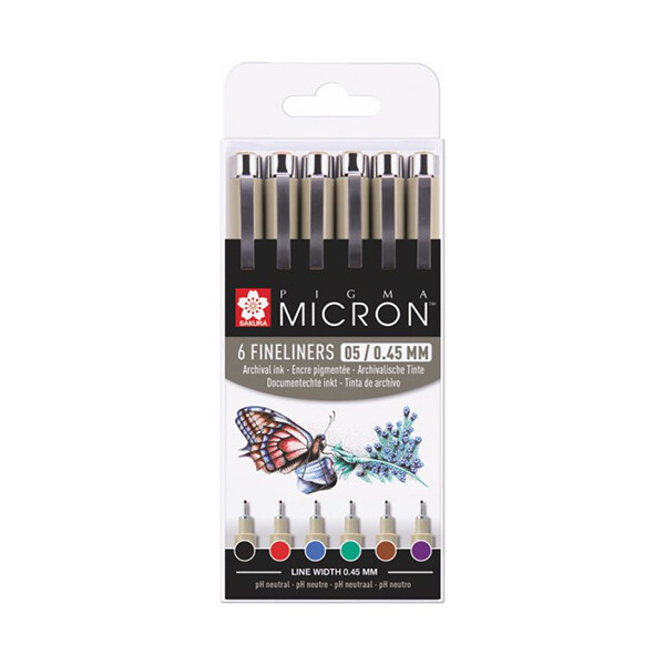 

Набор лайнеров кистей Sakura Pigma Micron 05 Basic 6 цветов (POXSDK056A)