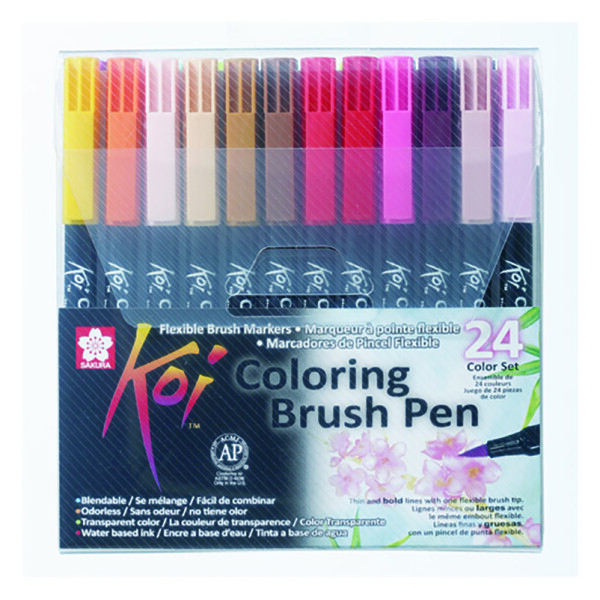 

Набор акварельных маркеров Sakura KOI Coloring Brush Pen 24 цвета (XBR-24)