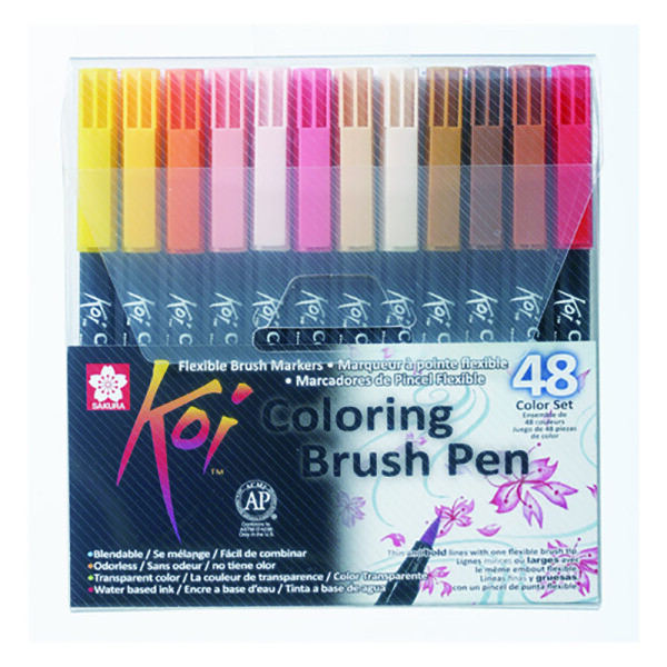 

Набор акварельных маркеров Sakura KOI Coloring Brush Pen 48 цветов (XBR-48)