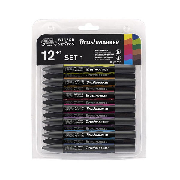 

Набор двухсторонних маркеров Winsor Newton Brushmarker Яркие 12 цветов (290032)