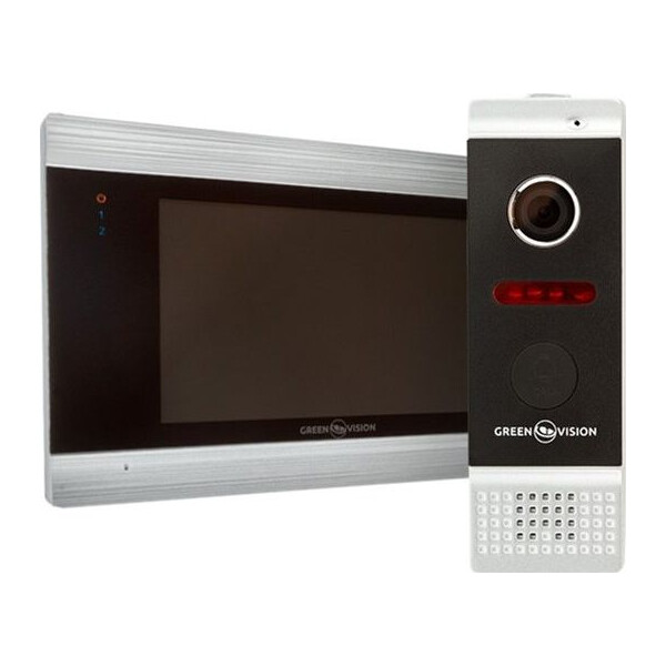 

Видеодомофон комплект Green Vision GV-052-J-VD7SD + GV-002-J-PV80-110 Silver