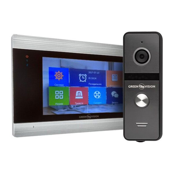 

Видеодомофон комплект Green Vision GV-055-AHD-J-VD7SD + GV-003-J-PV10-120 Black