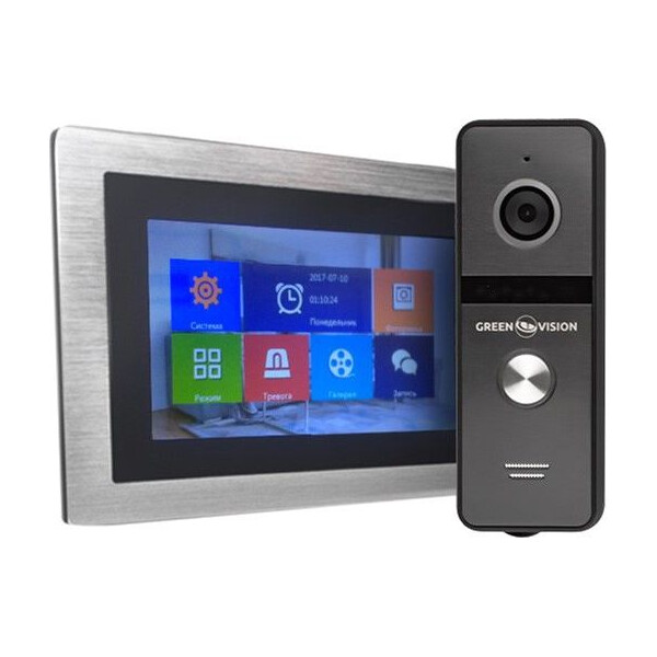 

Видеодомофон комплект Green Vision GV-056-AHD-J-VD7SD + GV-003-J-PV10-120 Black