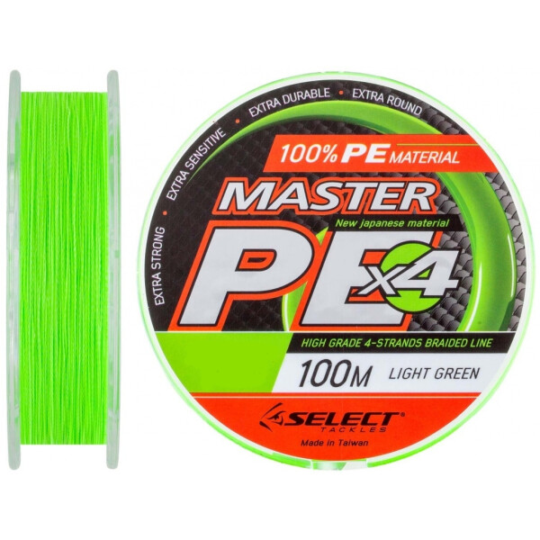 

Шнур Select Master PE Light Green X4 100m 0.10mm 13kg