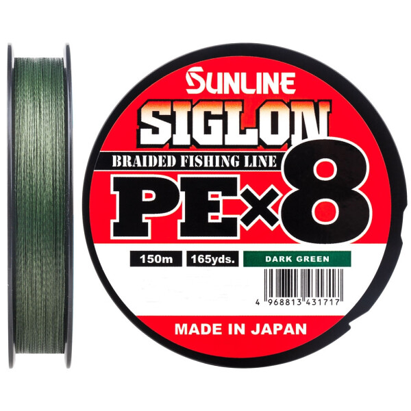 

Шнур Sunline Siglon PE X8 Dark Green 150m #0.3/0.094mm 5lb/2.1kg
