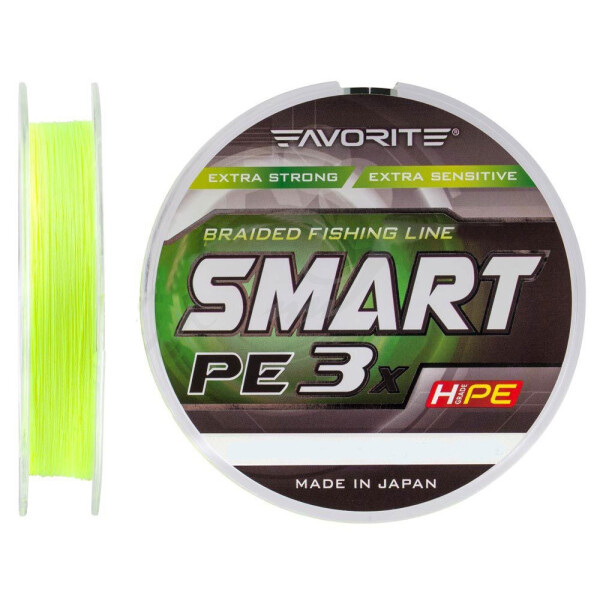 

Шнур Favorite Smart PE Fluoro Yellow 3x 150m #0.6/0.132mm 5.4kg