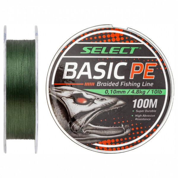 

Шнур Select Basic PE Dark Green 100m 0.10mm 10LB/4.8kg