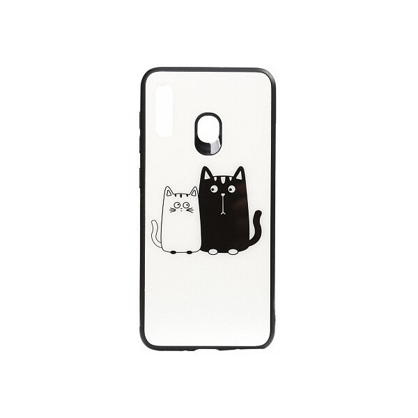 

Чехол-накладка TOTO Cartoon Print Glass Case Huawei Y7 2019 Cats White/Black'