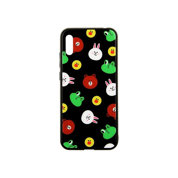 

Чехол-накладка TOTO Cartoon Print Glass Case Huawei Y6 2019 Line friends Black'