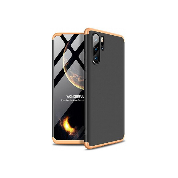 

Чехол-накладка GKK 3 in 1 Hard PC Case Huawei P30 Pro Gold/Black'