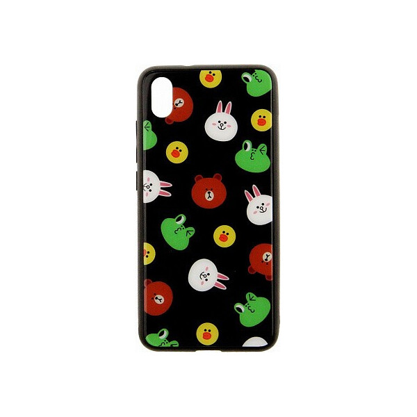 

Чехол-накладка TOTO Cartoon Print Glass Case Xiaomi Redmi 7A Line friends Black'