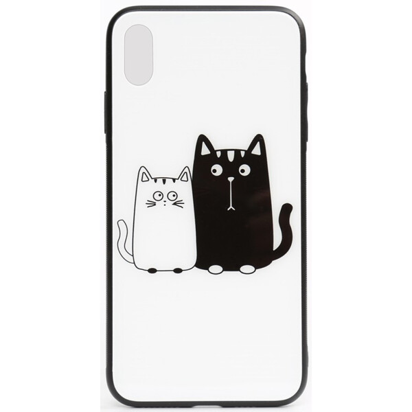 

Чехол-накладка TOTO Cartoon Print Glass Case Apple iPhone XS Max Cats White/Black