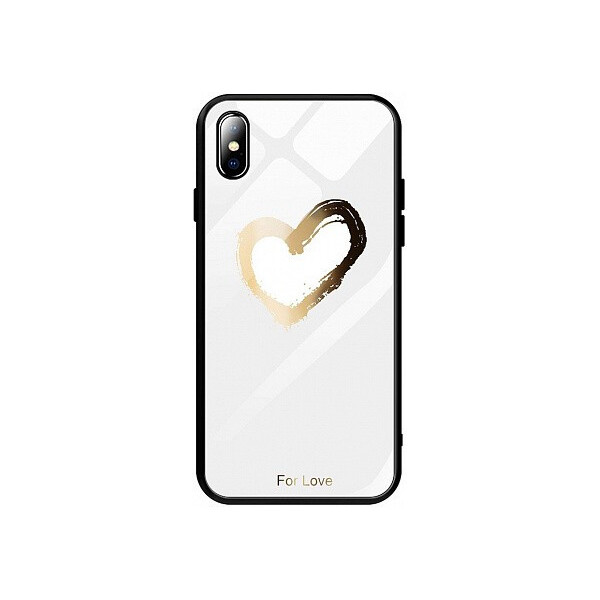 

Чехол-накладка TOTO Glass Fashionable Case Apple iPhone XS Max Heart on White'