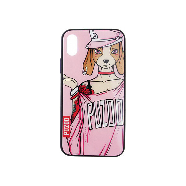 

Чехол-накладка PUZOO Glass Printing with TPU Yuppie iPhone X Annie Pink'