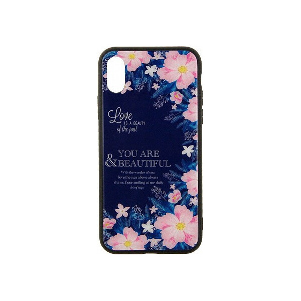 

Чехол-накладка TOTO Glass Fashionable Case Apple iPhone X Flower on Blue'