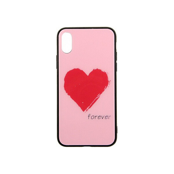 

Чехол-накладка TOTO Glass Fashionable Case Apple iPhone X Red Heart on Pink'