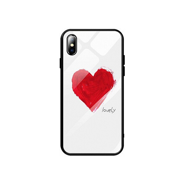 

Чехол-накладка TOTO Glass Fashionable Case Apple iPhone X Red Heart on White'
