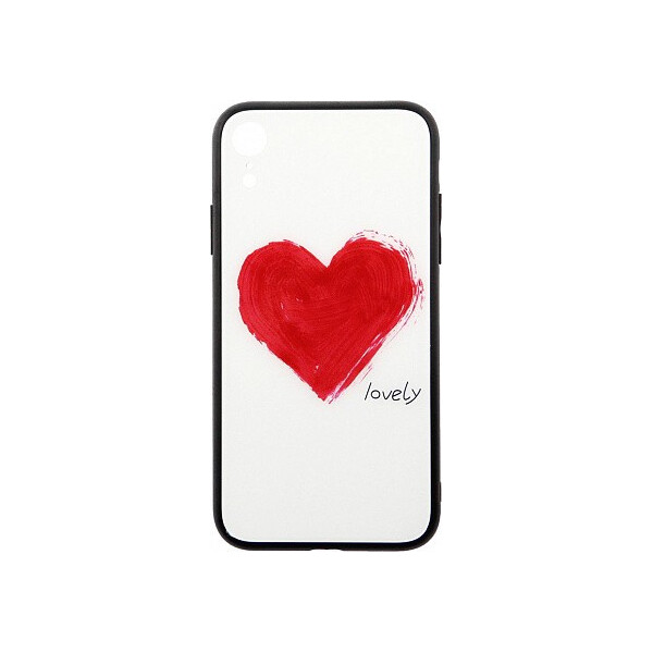 

Чехол-накладка TOTO Glass Fashionable Case Apple iPhone XR Red Heart on White'