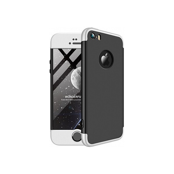 

Чехол-накладка GKK 3 in 1 Hard PC Case Apple iPhone 5/5s/SE Silver/Black'
