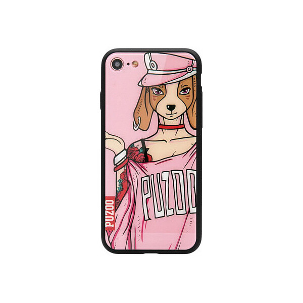 

Чехол-накладка PUZOO Glass Printing with TPU Yuppie iPhone 7/8 Annie Pink'