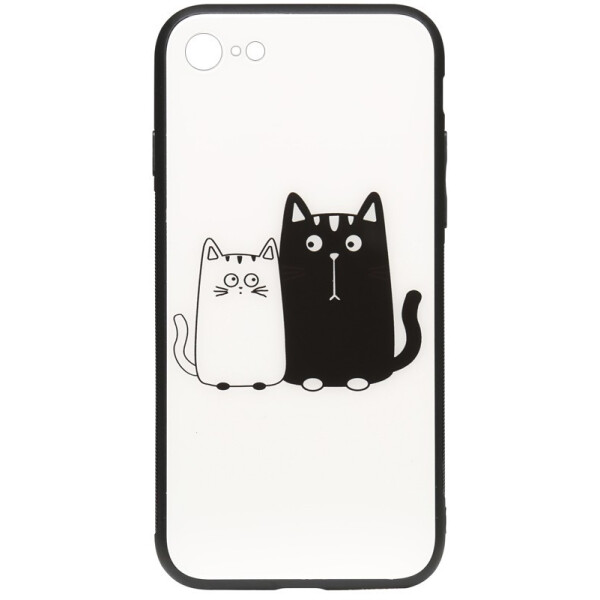 

Чехол-накладка TOTO Cartoon Print Glass Case Apple iPhone 7/8 Cats White/Black