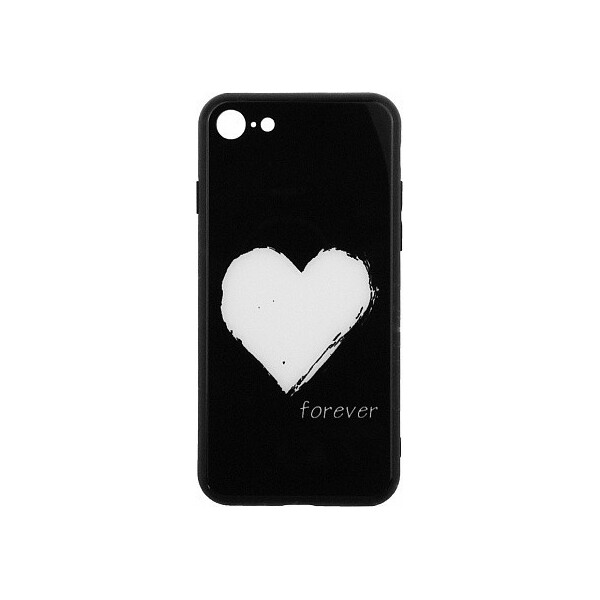 

Чехол-накладка TOTO Glass Fashionable Case Apple iPhone 7/8 White Heart on Black'