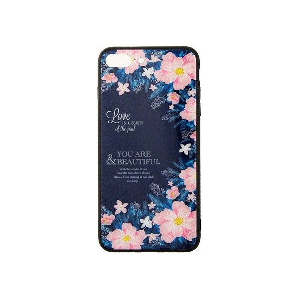 

Чехол-накладка TOTO Glass Fashionable Case Apple iPhone 7 Plus/8 plus Flower on Blue'